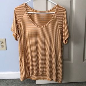 Yellow Striped American Eagle V-Neck